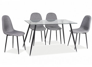 SCAUN DINING FOX, GRI 49/NEGRU, TAPITERIE DIN STOFA SI PICIOARE DIN METAL, STIL MODERN - Img 3