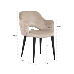 SCAUN DINING GIOVANNA TRENDY ROSE, 212867, CONFECTIONAT DIN POLIESTER, METAL SI SPUMA, ROZ/NEGRU, STIL MODERN - Img 6