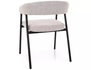 SCAUN DINING, GRI 258/NEGRU MAT, TAPITERIE DIN TEXTIL SI PICIOARE DIN METAL, STIL MODERN - Img 3