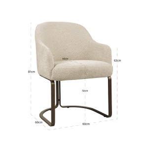 SCAUN DINING, HADLEY, REALIZAT DIN METAL SI TEXTIL IGNIFUG, CULOARE ALB CREM, DESIGN DEOSEBIT, RICHMOND INTERIORS - Img 8