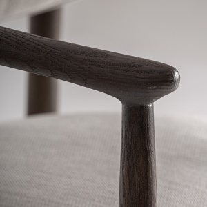 SCAUN DINING HARI, REALIZAT DIN LEMN DE FRASIN SI TEXTIL, CULOARE BEJ/GRI, REALIZAT MANUAL, VICAL HOME - Img 5