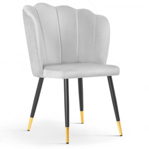 SCAUN DINING HILTON, GRI/NEGRU/AURIU, TAPITERIE DIN CATIFEA SI PICIOARE DIN METAL, STIL MODERN