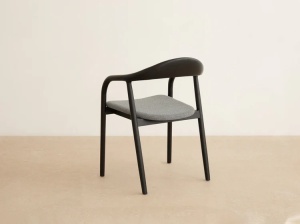 SCAUN DINING, ILLA, DIN TEXTIL SI LEMN, GRI/NEGRU, MICADONI, STIL MODERN - Img 4