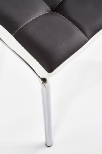 SCAUN DINING K186, NEGRU/ALB/CROM, CU TAPITERIE DIN PIELE ECOLOGICA SI PICIOARE DIN METAL, STIL MODERN - Img 6