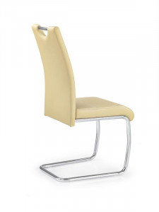 SCAUN DINING K211, BEJ/CROM, CU TAPITERIE DIN PIELE ECOLOGICA SI PICIOARE DIN METAL, STIL MODERN - Img 2