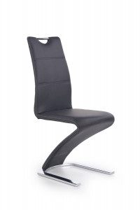 SCAUN DINING K291, NEGRU/CROM, CU TAPITERIE DIN PIELE ECOLOGICA SI PICIOARE DIN METAL, STIL MODERN