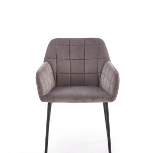 SCAUN DINING K305, GRI/NEGRU, CU TAPITERIE DIN CATIFEA SI PICIOARE DIN METAL, STIL MODERN - Img 5