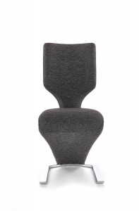 SCAUN DINING K307, GRI/NEGRU/CROM, CU TAPITERIE DIN STOFA, PIELE ECOLOGICA SI PICIOARE DIN METAL, STIL MODERN - Img 4