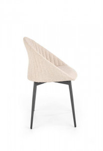 SCAUN DINING K357, BEJ/NEGRU, CU TAPITERIE DIN STOFA SI PICIOARE DIN METAL, STIL MODERN - Img 5