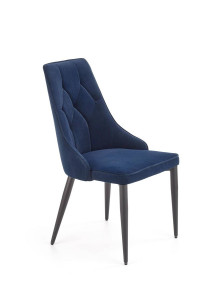 SCAUN DINING K365, ALBASTRU/NEGRU, CU TAPITERIE DIN STOFA FINA SI PICIOARE DIN METAL, STIL MODERN