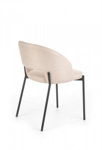 SCAUN DINING K373, BEJ/NEGRU, CU TAPITERIE DIN STOFA SI PICIOARE DIN METAL, STIL MODERN - Img 3