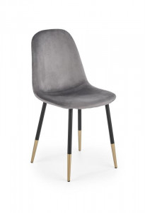 SCAUN DINING K379, GRI/NEGRU/AURIU, CU TAPITERIE DIN CATIFEA SI PICIOARE DIN METAL, STIL MODERN - Img 1