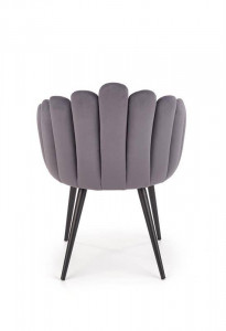 SCAUN DINING K410, GRI/NEGRU, CU TAPITERIE DIN CATIFEA SI PICIOARE DIN METAL, STIL MODERN - Img 4