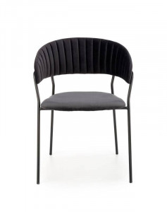 SCAUN DINING K426, NEGRU/NEGRU, CU TAPITERIE DIN CATIFEA SI PICIOARE DIN METAL, STIL MODERN - Img 3