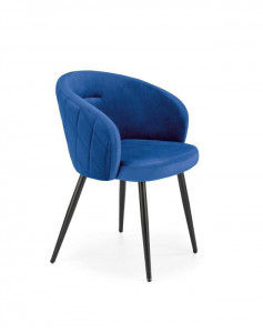 SCAUN DINING K430, ALBASTRU/NEGRU, CU TAPITERIE DIN CATIFEA SI PICIOARE DIN METAL, STIL MODERN - Img 1