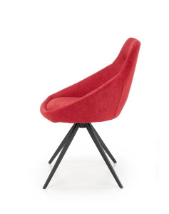 SCAUN DINING K431, ROSU/NEGRU, CU TAPITERIE DIN STOFA SI PICIOARE DIN METAL, STIL MODERN - Img 6