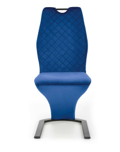 SCAUN DINING K442, ALBASTRU/NEGRU, CU TAPITERIE DIN CATIFEA SI PICIOARE DIN METAL, STIL MODERN - Img 6