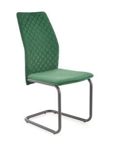 SCAUN DINING K444, VERDE/NEGRU, CU TAPITERIE DIN CATIFEA SI PICIOARE DIN METAL, STIL MODERN