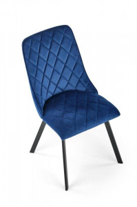 SCAUN DINING K450, ALBASTRU/NEGRU, CU TAPITERIE DIN CATIFEA SI PICIOARE DIN METAL, STIL MODERN - Img 2