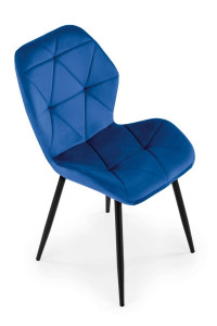 SCAUN DINING K453, ALBASTRU/NEGRU, CU TAPITERIE DIN CATIFEA SI PICIOARE DIN METAL, STIL MODERN - Img 4