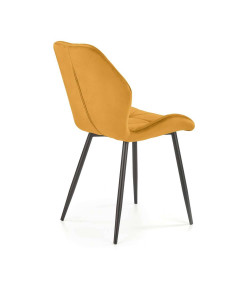 SCAUN DINING K453, GALBEN MUSTAR/NEGRU, CU TAPITERIE DIN CATIFEA SI PICIOARE DIN METAL, STIL MODERN - Img 6