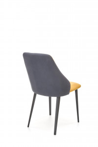 SCAUN DINING K470, GALBEN MUSTAR/GRI INCHIS/NEGRU, CU TAPITERIE DIN STOFA SI PICIOARE DIN METAL, STIL MODERN, HALMAR - Img 2