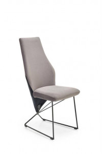 SCAUN DINING K485, GRI/NEGRU, CU TAPITERIE DIN CATIFEA SI PICIOARE DIN METAL, STIL MODERN - Img 1