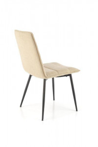 SCAUN DINING K493, BEJ/NEGRU, CU TAPITERIE DIN STOFA SI PICIOARE DIN METAL, STIL MODERN - Img 4