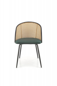 SCAUN DINING K508, VERDE/NATURAL/NEGRU, TAPITERIE DIN CATIFEA, RATTAN SI PICIOARE DIN METAL, STIL MODERN - Img 2