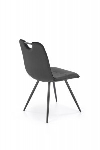 SCAUN DINING K521, NEGRU/NEGRU, CU TAPITERIE DIN CATIFEA SI PICIOARE DIN METAL, STIL MODERN - Img 3