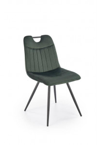 SCAUN DINING K521, VERDE INCHIS/NEGRU, CU TAPITERIE DIN CATIFEA SI PICIOARE DIN METAL, STIL MODERN