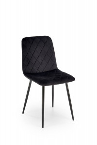 SCAUN DINING K525, NEGRU/NEGRU, TAPITERIE DIN CATIFEA SI PICIOARE DIN METAL, STIL MODERN