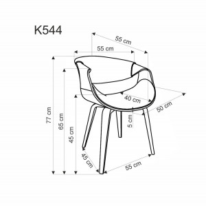SCAUN DINING K544, GRI/NUC, CU TAPITERIE DIN PIELE ECO SI PICIOARE DIN LEMN, STIL MODERN - Img 2