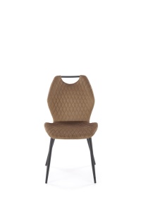 SCAUN DINING K569, BEJ 11/NEGRU, TAPITERIE DIN CATIFEA SI PICIOARE DIN METAL, STIL MODERN - Img 4