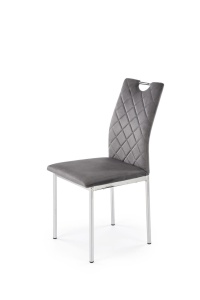 SCAUN DINING K578, GRI 21/CROM, TAPITERIE DIN CATIFEA SI PICIOARE DIN METAL, STIL MODERN