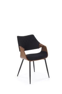 SCAUN DINING K586, NUC/NEGRU, TAPITERIE DIN CATIFEA SI LEMN SI PICIOARE DIN METAL, STIL MODERN - Img 4