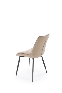 SCAUN DINING K589, BEJ 40/NEGRU, TAPITERIE DIN CATIFEA SI PICIOARE DIN METAL, STIL MODERN - Img 2