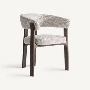 SCAUN DINING KELAN, REALIZAT DIN LEMN DE FRASIN SI TEXTIL BOUCLE, CULOARE BEJ, REALIZAT MANUAL, VICAL HOME