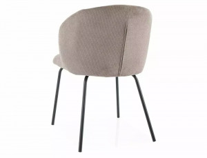 SCAUN DINING KEVIN, BEJ INCHIS 35/NEGRU MAT, TAPITERIE DIN STOFA VARDO SI PICIOARE DIN METAL, STIL MODERN - Img 3