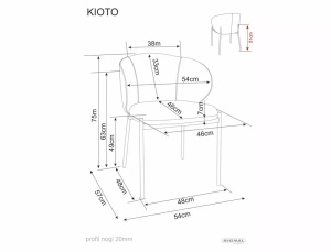 SCAUN DINING KIOTO, BEJ 253/CREM, TAPITERIE DIN TEXTIL SI PICIOARE DIN METAL, STIL MODERN - Img 4
