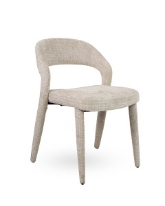 SCAUN DINING KOS BEJ, CONFECTIONAT DINTEXTIL CHENILLE SI METAL, STIL MODERN