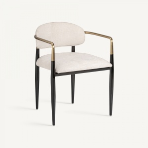 SCAUN DINING LAGGAN, NEGRU/ALB/AURIU, REF. 33703, PRELUCRAT MANUAL, CONFECTIONAT DIN OTEL SI IN, STIL MODERN