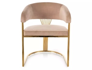 SCAUN DINING/LIVING CROWN BEJ BLUVEL 28/AURIU, CONFECTIONAT DIN METAL SI CATIFEA, STIL MODERN - Img 3