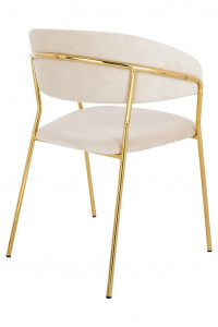 SCAUN DINING MARGO, BEJ/AURIU, DIN CATIFEA SI METAL, STIL MODERN - Img 3
