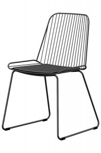 SCAUN DINING MILES, NEGRU, DIN METAL SI PIELE ECOLOGICA
