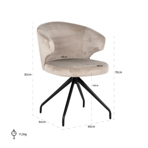 SCAUN DINING MILLY KAKI VELVET 903, S4723, CONFECTIONAT DIN 100% POLIESTER, SPUMA SI METAL, RICHMOND INTERIORS - Img 3