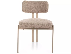 SCAUN DINING MISAKI, BEJ 253/CREM, TAPITERIE DIN TEXTIL SI PICIOARE DIN METAL, STIL MODERN