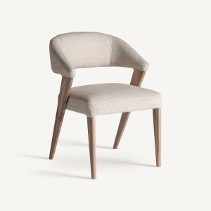 SCAUN DINING MOENA, MARO DESCHIS, REF. 35851, PRELUCRAT MANUAL, CONFECTIONAT DIN LEMN DE STEJAR SI TEXTIL, STIL MODERN - Img 1