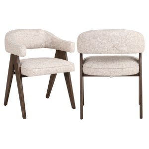 SCAUN DINING, MORI, REALIZAT DIN LEMN DE CAUCIUC, SPUMA SI TEXTIL, CULOARE CREM/NATUR, DESIGN DEOSEBIT, RICHMOND INTERIORS