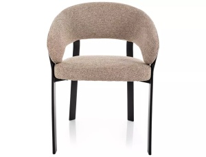 SCAUN DINING NAGOJA, BEJ 253/NEGRU MAT, TAPITERIE DIN TEXTIL SI PICIOARE DIN METAL, STIL MODERN